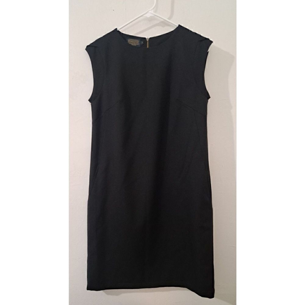 Pendleton Women Size 2 Black Work Sheath Dress 100% Virgin Wool Pockets Made USA
